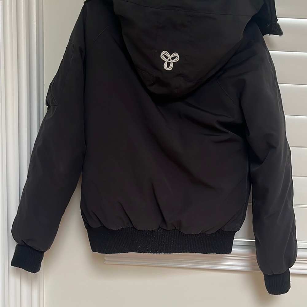 TNA Black Puffer Jacket with Hood and Elastic Cuffs